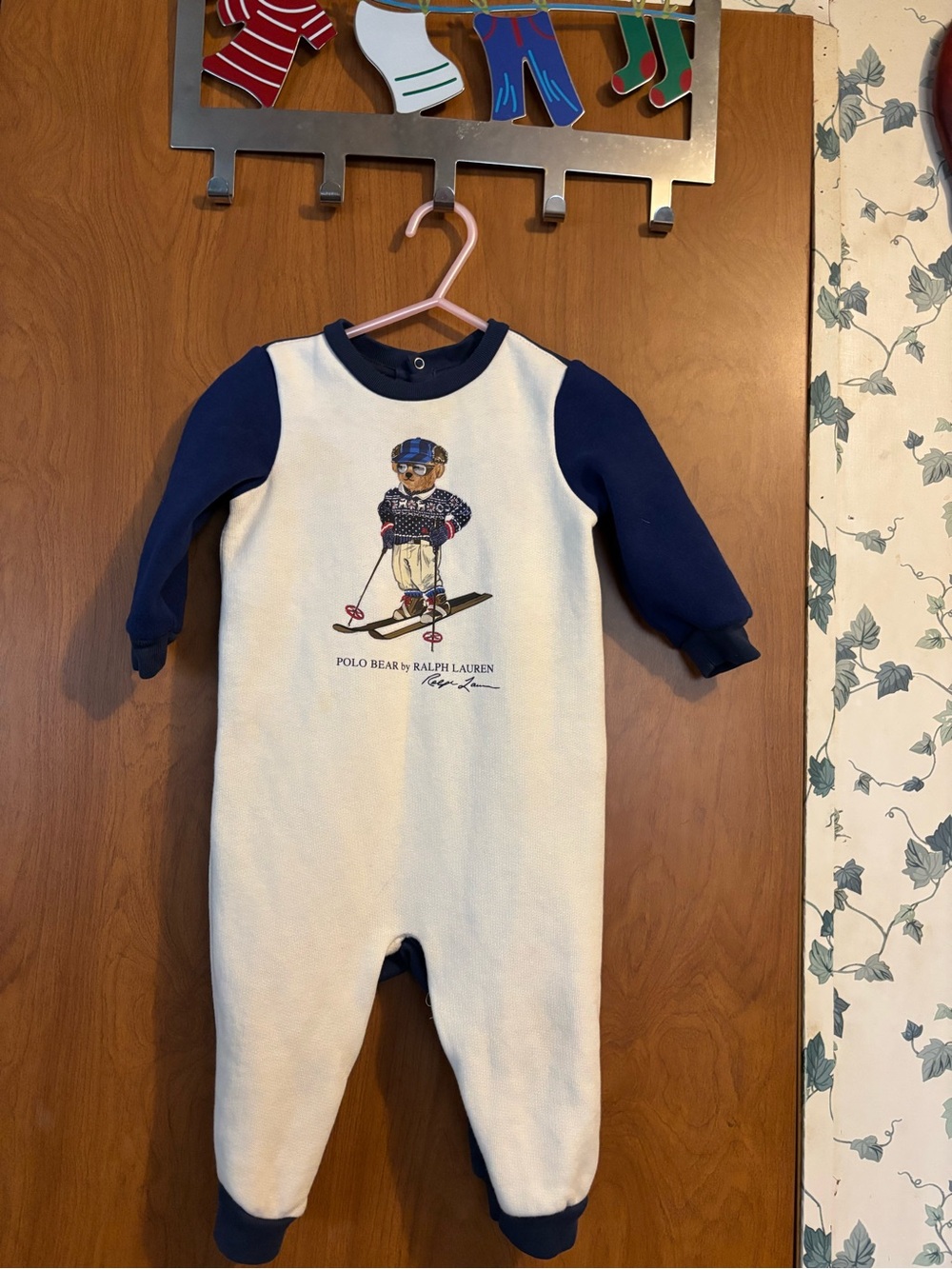 Ralph Lauren Polo Bear Ski Pullover - White & Navy